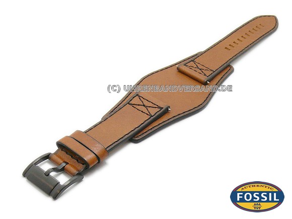 Replacement watch strap FOSSIL FS4616 24mm light brown with leather pad