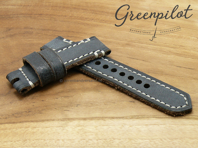 GREENPILOT watch strap hand made GpLD002XL 22mm dark blue genuine