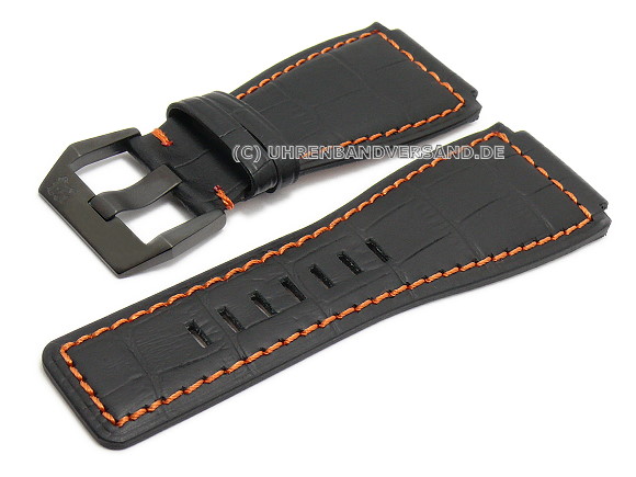 Watch strap Gk-LB21 24mm black leather 