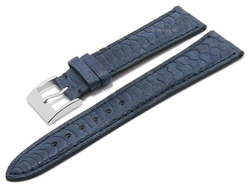 Deluxe watch strap LiLC108 20mm dark blue genenuine rooster foot