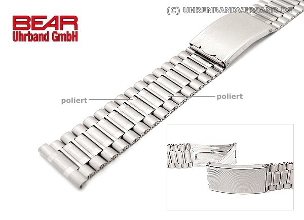 Stainless steel band 20mm brushed partly polished elegant from BEAR