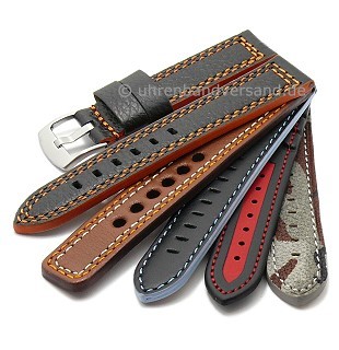 Multi-colour watch bands made of leather/synthetic/textile in diverse colour combinations