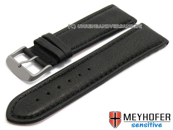 Watch Strap Leipzig 26mm Black Leather With Titanium Buckle By Meyhofer