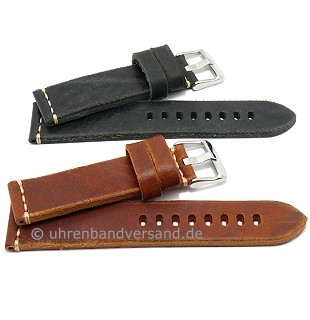 Vintage leather watch strap hand made in Italy light contrast stitching from CAMPAGNOLO